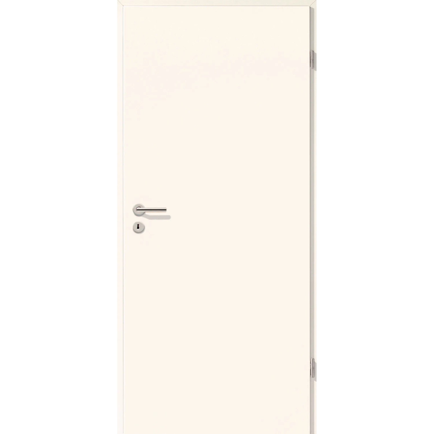 Weiße Zimmertür CPL (GL223), 90x203 cm, Linksanschlag, mit Schloss und Bändern.
