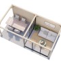Palmako Pavillon Bianca Set, 588x300 cm, weiß lackiert. Weekendhaus mit Schiebetüren und Sitzbereich.