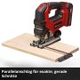 Einhell Akku-Stichsäge TP-JS 18/135 Li Bl-Solo beim Sägen von Holz. Stichsäge aus der Power X-Change Familie.