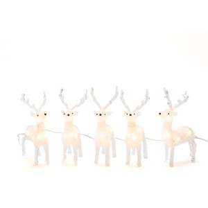 5er-Set Konstsmide LED-Rentier aus Acryl mit 40 warmweißen LEDs für den Außenbereich.