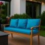 Blaues Setgarden Bankkissen-Set für 3-Sitzer Gartenbank, bestehend aus Sitz- und Rückenkissen.