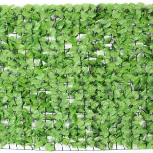 Balkonsichtschutz mit grünen Blättern auf Gitter, 300x150 cm, für Balkon & Terrasse
