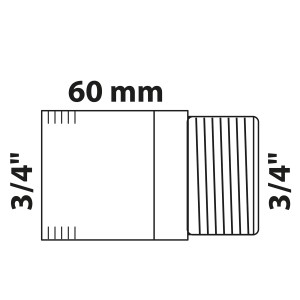 Kirchhoff Rohrdoppelnippel, 26,4 mm (3/4 AG) x 60 mm, blank, für Gewindefittings.