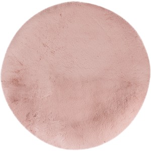 Runder, powder pinkfarbener Lalee Teppich Heaven, Ø 120 cm. Kurzflorteppich aus weichem Kunstfell.
