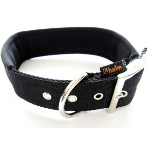 Schwarzes Heim Hundehalsband (38mm, 60cm) mit weichem Neoprenfutter und Metallschnalle.