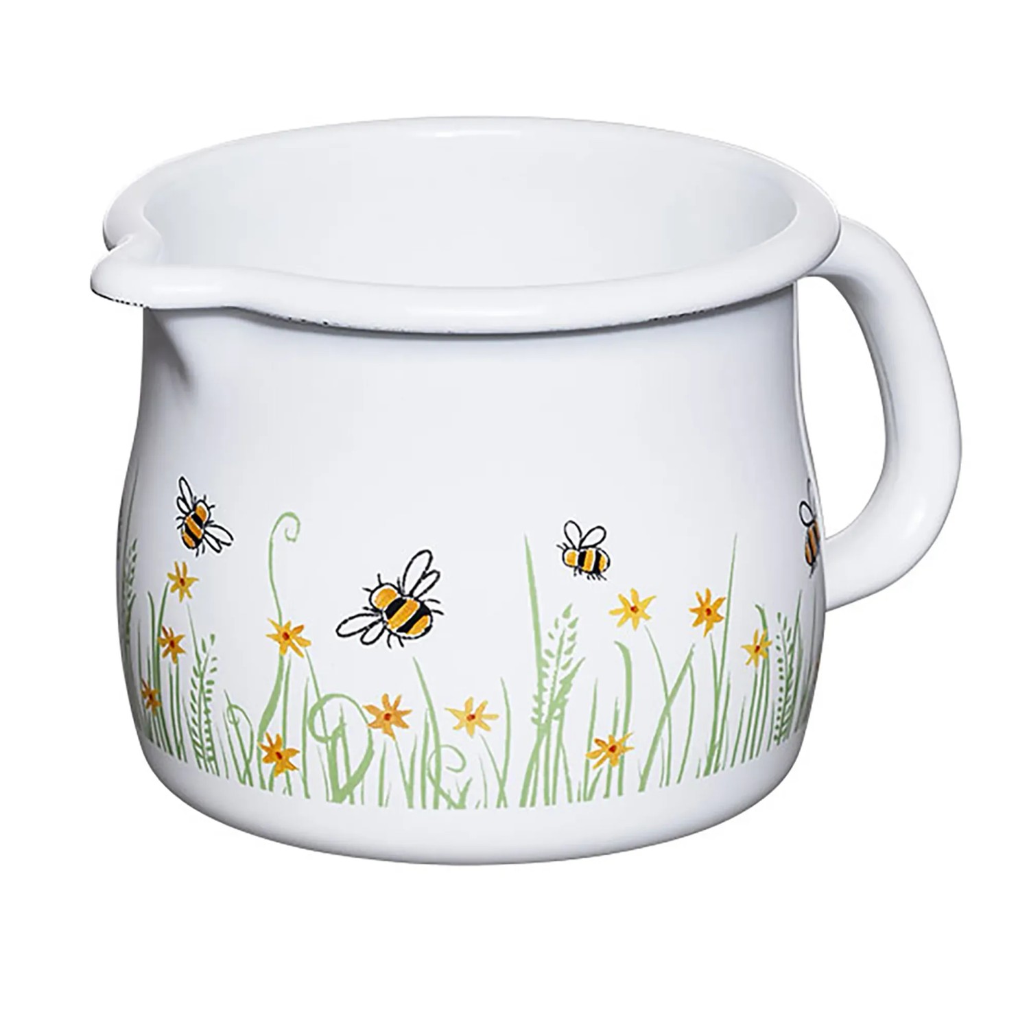 Riess Schnabeltopf 10 – 0,75 L, Emaille, Landhaus-Design Mit Hirsch, Induktionsgeeignet