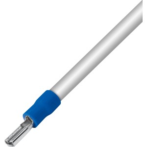 Blaue Flachsteckhülse (Ø 2,5 mm) für Kabelverbindungen, 30 Stück im Set.
