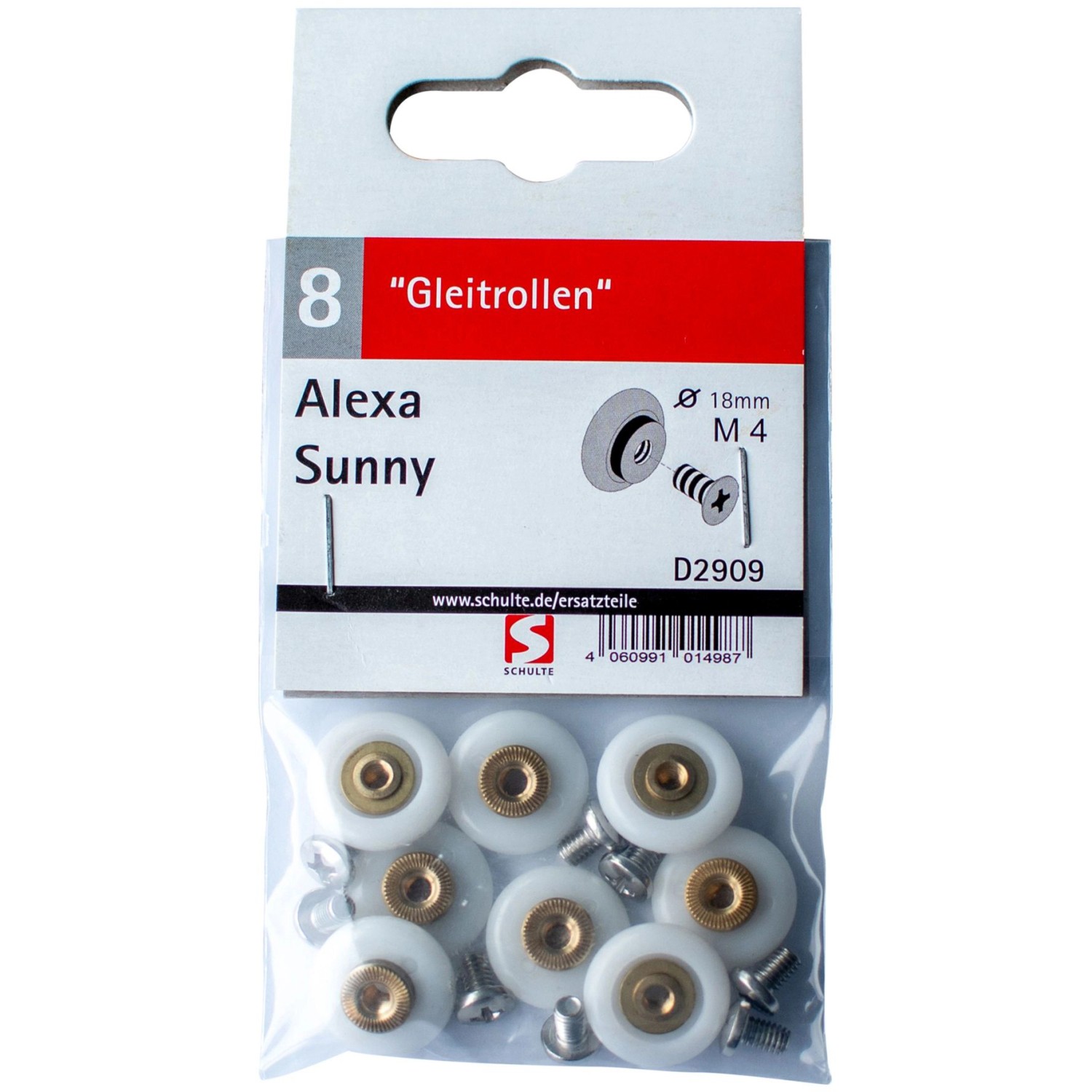 Schulte Gleitrollen-Satz für Alexa und Sunny Eckeinstiege, 8 Stück, Zubehör für Duschen.