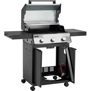 Jamestown Gasgrill Kane mit 3 Brennern und modularem Grillrostsystem. Grill mit Ablagetischen und Unterschrank.