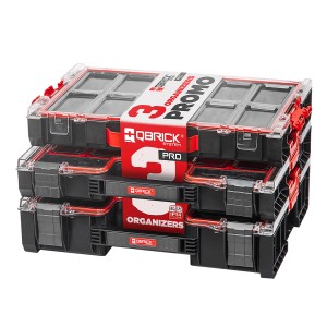 Qbrick System Kleinteilebox Set: PRO Organizer 300, 200, 100 MFI, 3er Set, stapelbar.
