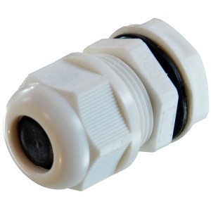 Graue E2 Elektro Kabelverschraubung M20 für Flexrohre, Klemmbereich 8-13mm.