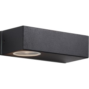 Anthrazitfarbene, 2-flammige LED-Außenwandleuchte Abbot von Brilliant für dekorative Beleuchtung.