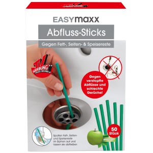 EASYmaxx Abflussreiniger-Stick Apfel 50er-Set Grün