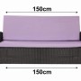 Lila Gartenkissen-Set für 3-Sitzer Polyrattan Gartensofa, 150x60x50cm. Bequeme Sitzauflage.