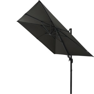 Anthrazitfarbener Siena Garden Ampelschirm, 300x300 cm, mit Dreh- und Neigungsfunktion.