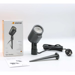 Steinel LED-Strahler Spot Garden in Anthrazit, einstellbarer Gartenstrahler mit Erdspieß und Kabel.