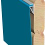 Detailansicht Karibu Pool Gr. 2: Blaue Innenhülle und Holzbohlen im Querschnitt.