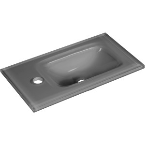 Fackelmann Glas-Waschbecken, 45 cm, Grau, für Gäste-WC, mit Ablagefläche.