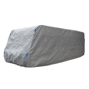 Graue Wohnwagen Abdeckhaube Größe S von Garden Pleasure schützt vor Wettereinflüssen.