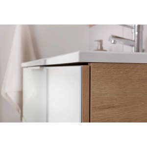 Fackelmann Waschplatz-Set B.Brillant, 80 cm, Asteiche/Weiß: Waschtisch mit Unterschrank.