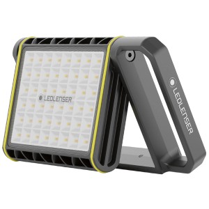 Ledlenser AF8R Work Baustrahler: Robuste Arbeitsleuchte mit LED-Panel und grauem Gehäuse.