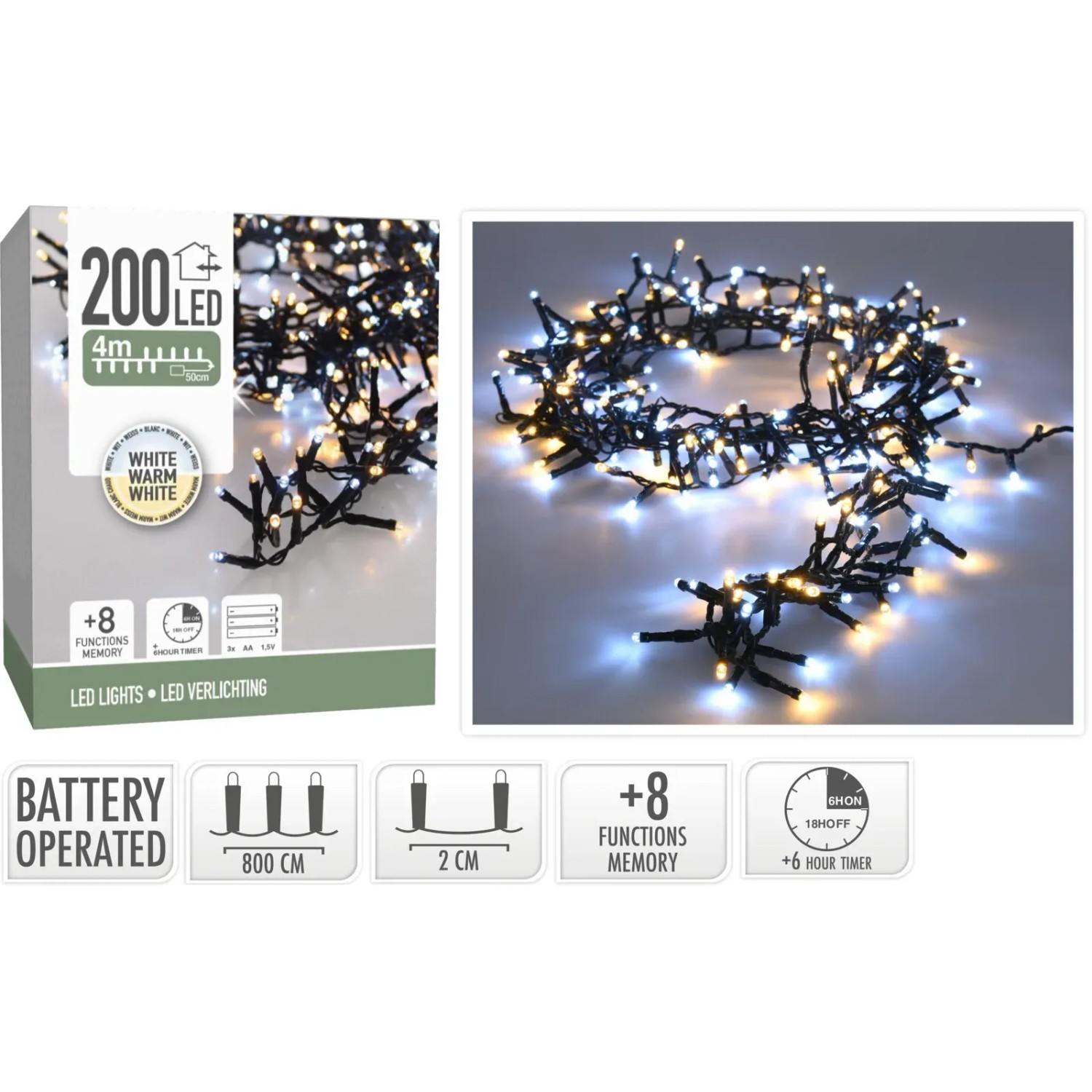 Weihnachtsbeleuchtung Lichterketten Microcluster 200 LED 4 m kaufen bei OBI