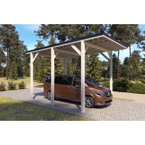 Holzbrüder Camping-Carport Ralf 24m² Reinweiß-Schwarz