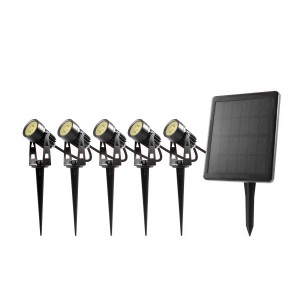 Schönenberger LED Solar Gartenstrahler Simon, 5er Set mit Solarpanel, für Garten und Wege.