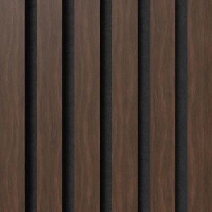 Akustikpaneel Muster Walnuss Natur, geölt, mit schwarzem Filz. Holzpaneel für Wand- und Deckengestaltung.