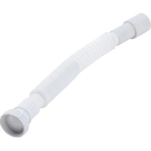 Weißer Flex-Siphon, 38,9 mm, flexibel für Waschbecken und Spültische.