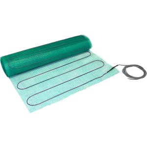 Perobe elektrische Fußbodenheizung, 10 m² Heizmatte, 230V, auf grüner Rolle mit Anschlusskabel.