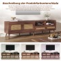 okwish TV Schrank mit Rattan Türen Schubladen Füßen Stauraum 200x37x49.5cm Braun_7