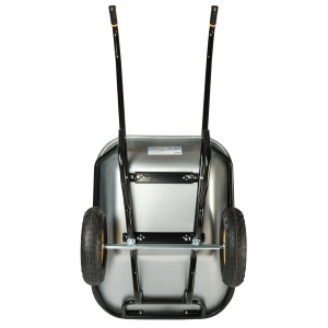 Haemmerlin Zweirad-Schubkarre Expert Excellium 230 l, verzinkte Mulde, Lufträder, Rückansicht.