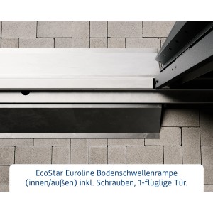 Hörmann EcoStar Bodenschwellenrampe für Gartenhaus-Tür, Innen- und Außenbereich.