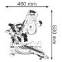 Skizze der Bosch Professional GCM 8 SJL Paneelsäge mit Maßangaben (460 x 630 mm).