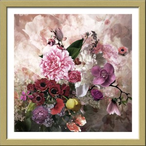 Bild mit Rahmen Anonymus Baroque Flowermi cm x II 32,5 cm x 32,5 cm