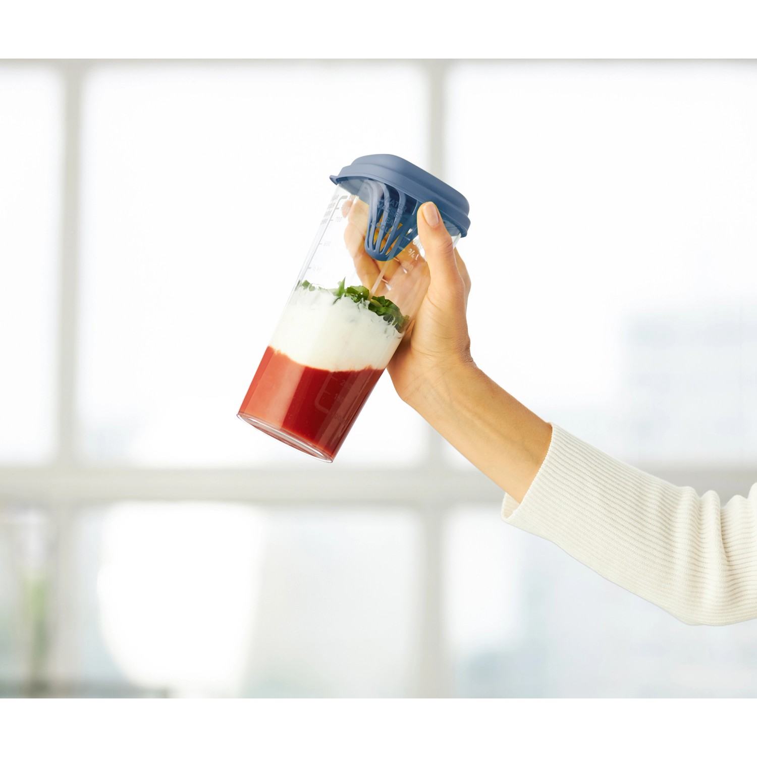 Rotho Küchenhelfer Loft 1 l Transparent Horizontblau_2