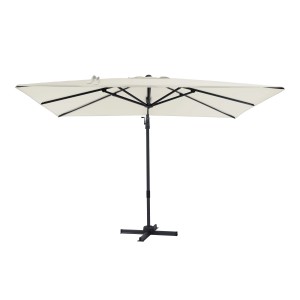 Beiger AXI Ampelschirm (300x200 cm) mit Dreh- und Neigefunktion für optimalen Sonnenschutz.