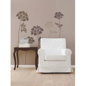 Komar Deko-Sticker Grace, 100x70 cm, braune Blumen als Wandtattoo im Wohnzimmer.