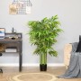 Grüne künstliche Bambuspflanze, 140 cm hoch, im schwarzen Topf. Realistischer Hausbaum für Wohnzimmer oder Büro.