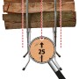 wolfcraft Sägebock SB 60 klappbar mit Holzscheiten und Markierung für 25cm Sägelänge.
