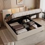okwish Polsterbett 160x200cm mit Stauraum USB Leselicht Jugendzimmer Beige ohne Matratze_6
