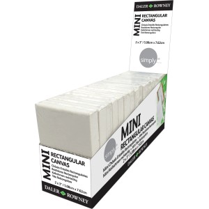 Daler-Rowney Mini Keilrahmen, weiße, rechteckige Leinwände, 5,1x7,6cm, im Display.