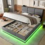 okwish Polsterbett 140x200cm mit LED USB C Hydraulik Stauraum Schlafzimmer Grau ohne Matratze_2