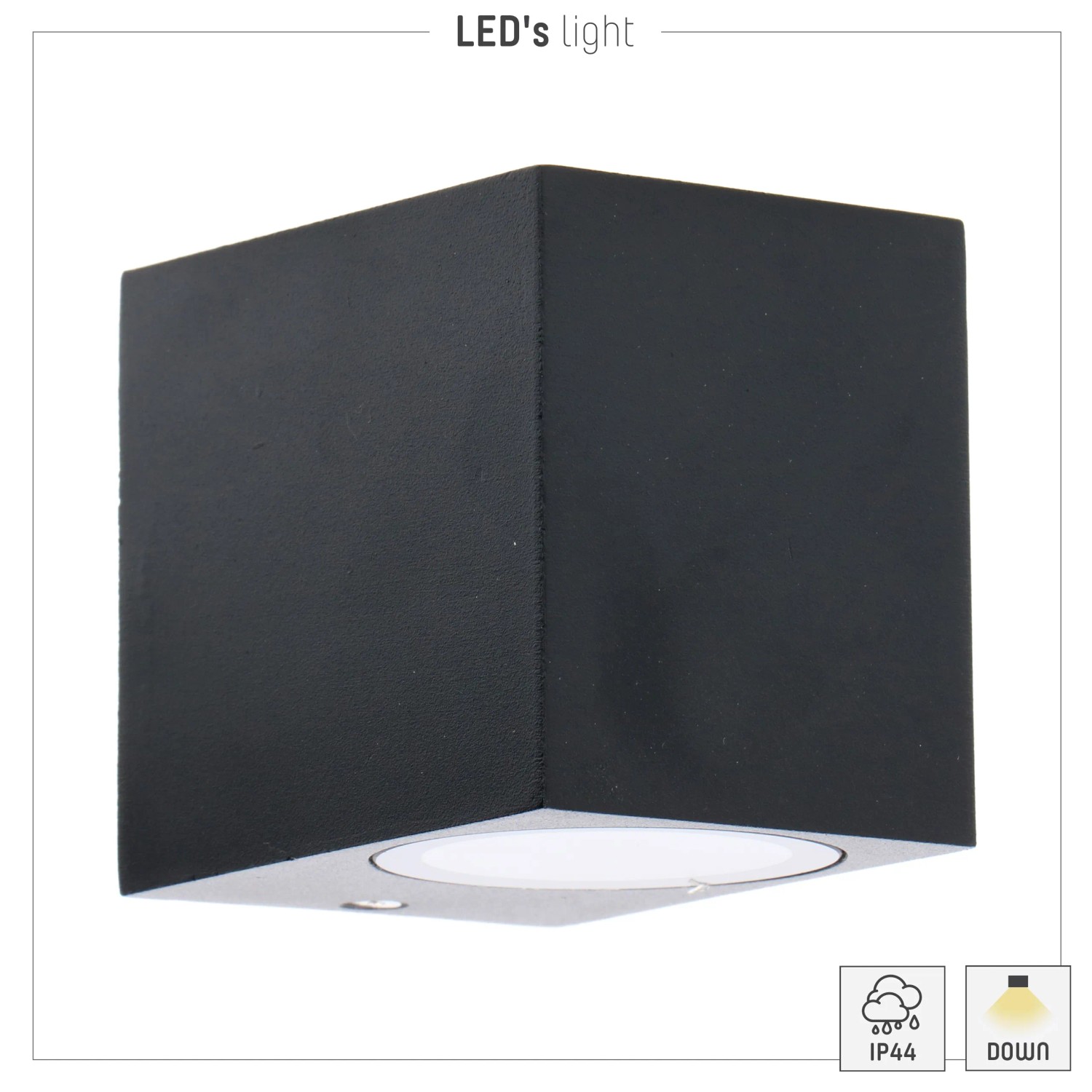 Schwarze, eckige LED`s light Außenwandleuchte für blendfreie Beleuchtung.