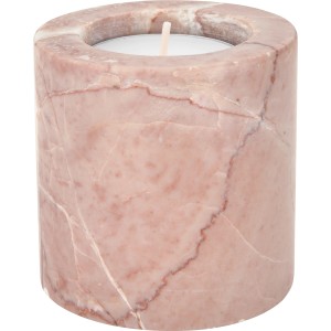 Rosa Teelichthalter Midnight Mystery aus Marmor, 6,5 cm hoch.