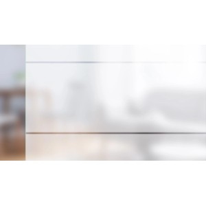 Novadoors Glasschiebetür Nova 503, satiniert mit vier horizontalen Siebdrucklinien. Lichtdurchlässig für Privatsphäre.