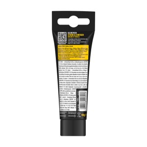 Rückseite der weißen 50g Tube Pattex Montagekleber Kleben statt Bohren Kraftkleber.