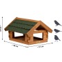 Dobar Vogelhaus Blockhaus aus braunem Kiefernholz mit grünem Bitumendach, 38x31x23 cm.