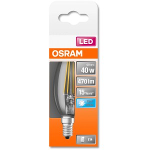 Osram LED E14 Kerze, 4W, neutralweiß. Leuchtmittel in Verpackung.